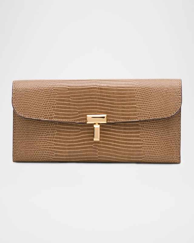 T-Lock Lizard-Embossed Leather Wallet